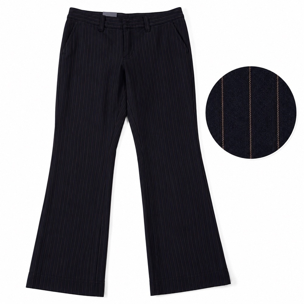 American‎ Eagle Stretch Trouser Womens 8 Navy Pinstripe Low Rise Flare Y2K NWT